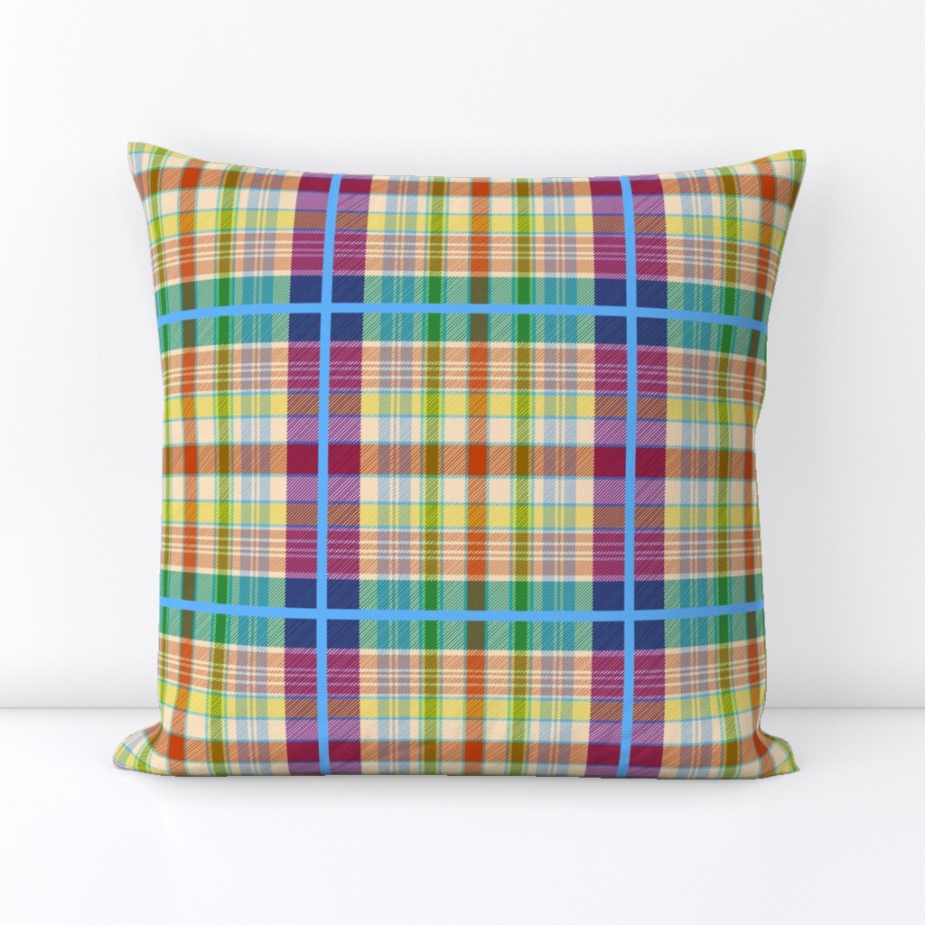 Wyatt's Tartan - turquoise blue, maroon, citrus