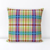 Wyatt's Tartan - turquoise blue, maroon, citrus