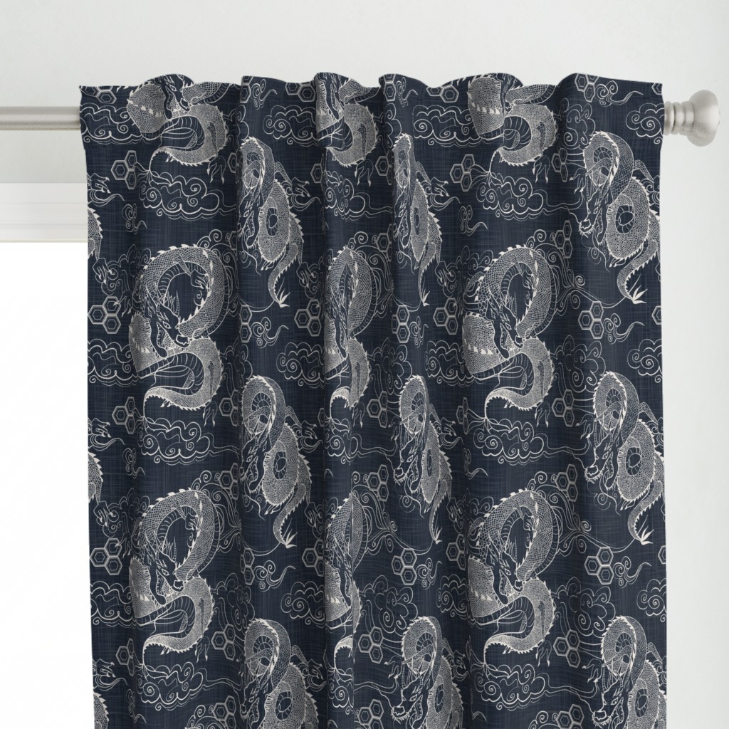 Serpent Dragons Black Toile