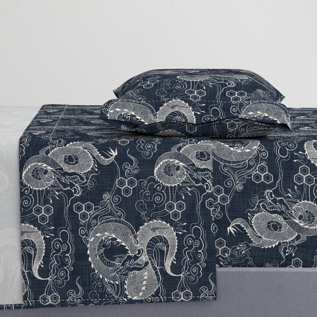 Serpent Dragons Black Toile