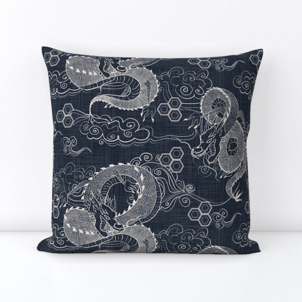 Serpent Dragons Black Toile