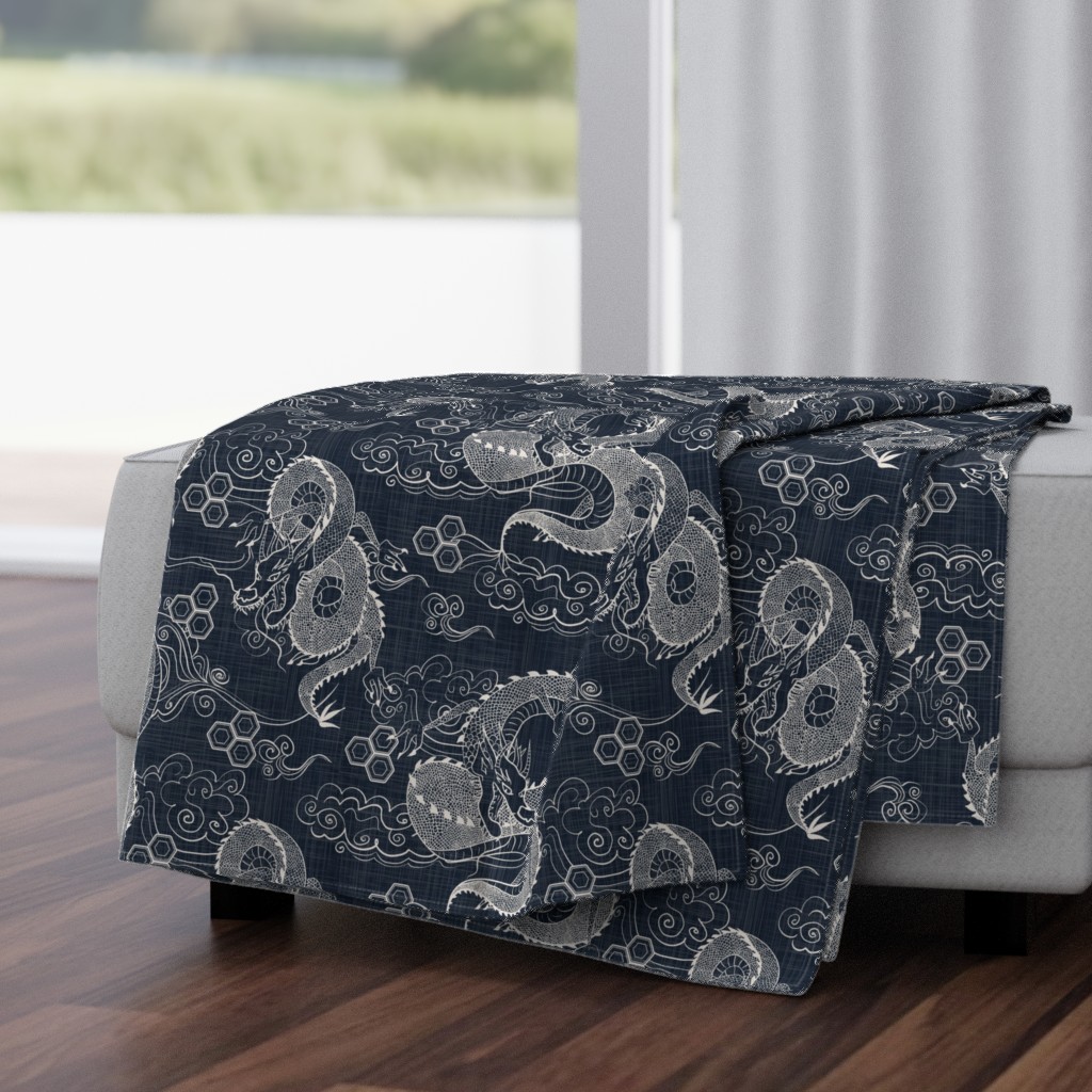 Serpent Dragons Black Toile