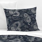 Serpent Dragons Black Toile