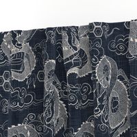 Serpent Dragons Black Toile