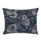 Serpent Dragons Black Toile