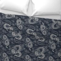 Serpent Dragons Black Toile