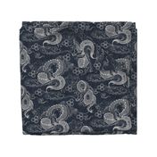 Serpent Dragons Black Toile