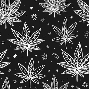 #24 marijuana leaves on chalkboard