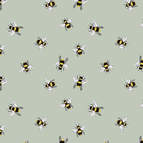 Lovely summer bee boho garden watercolor bumble bees new life nursery sage green yellow