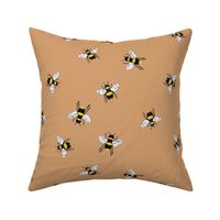Lovely summer bee boho garden watercolor bumble bees new life nursery cinnamon latte brown yellow LARGE