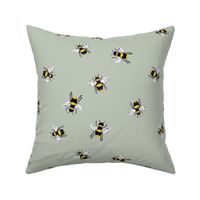 Lovely summer bee boho garden watercolor bumble bees new life nursery sage green yellow LARGE