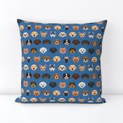 Dog Breeds Pattern - Dark Blue