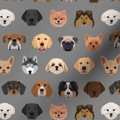 Dog Breeds Pattern - Gray