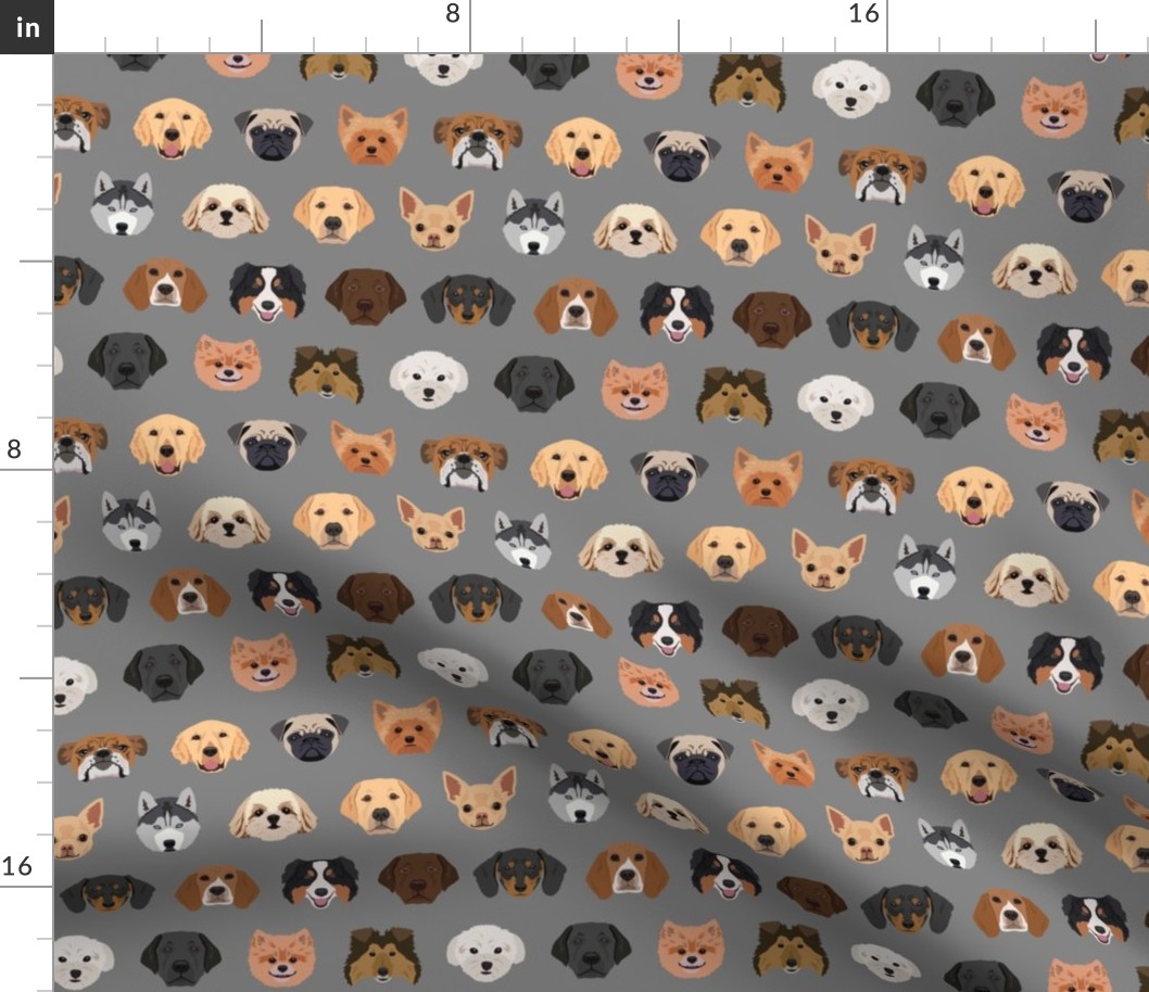 Dog Breeds Pattern - Gray