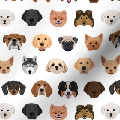 Dog Breeds Pattern - White