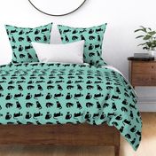 Black cats on blue, black cat decor