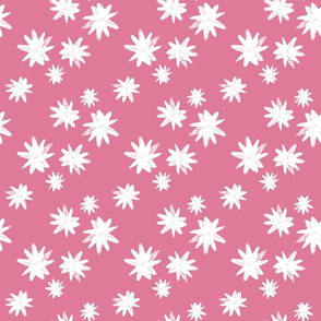 White Flowers on Pink Background - Small Scale