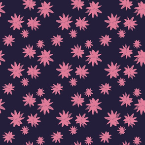 Pink Flowers on Purple Background - Small Scale