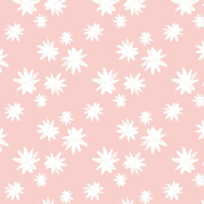 White Flowers on Pastel Pink - Small Scale