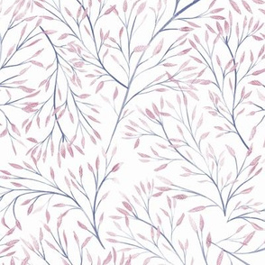 Leaf and Twig in Rose and blue