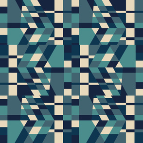 Blue AbstArt geometric patterns croosed lines
