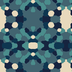 Blue AbstArt geometric patterns stained