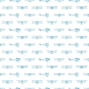 Antique Airplanes in Blue with White Background