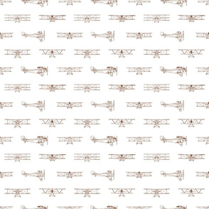 Antique Airplanes in Walnut Brown with White Background