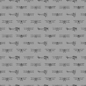 Antique Airplanes in Black with Gray Background