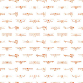 Antique Airplanes in Hot Orange with White Background