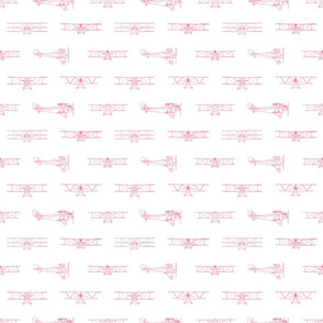 Antique Airplanes in Coral Pink with White Background