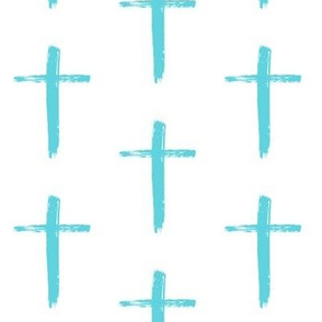 Turquoise Brushstroke Cross