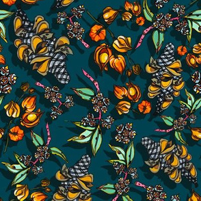 natives flowers in teal