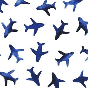 Blue around the world watercolor airplanes p279