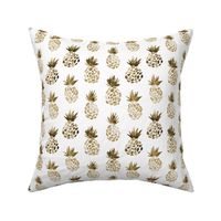 Earthy pineapples on white - tropical modern fruits for neutral home decor, bedding, nursery