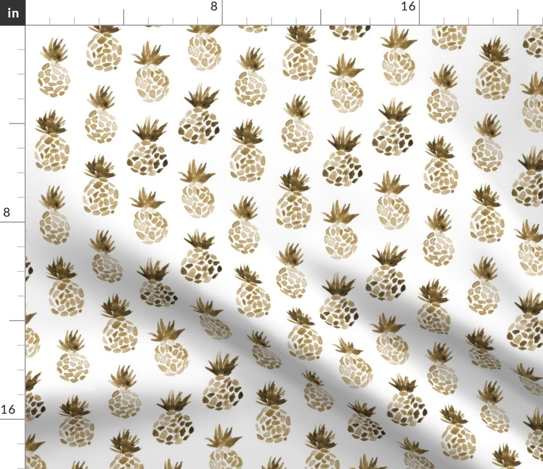Earthy pineapples on white - tropical modern fruits for neutral home decor, bedding, nursery