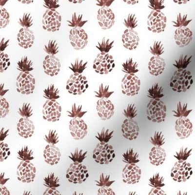 Rust pineapples on white - watercolor earthy boho neutral pineapples for modern nursery