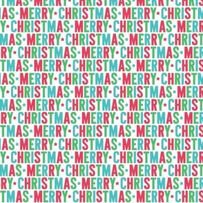 XSM merry christmas green + red + teal UPPERcase