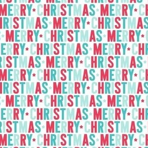 XSM merry christmas red + teal UPPERcase