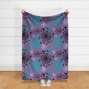 Dandelions Black White Purple Turquoise  Large