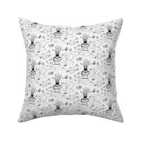 happy hand drawn squid boy and friends off the wall marine toile, small scale, black and white