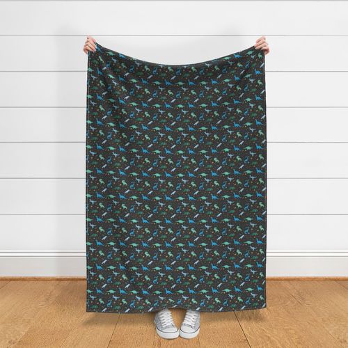 Dinosaurs in Space Blue + Teal Green - Small