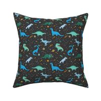 Dinosaurs in Space Blue + Teal Green - Small