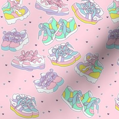 Harajuku chunky shoes on pastel pink