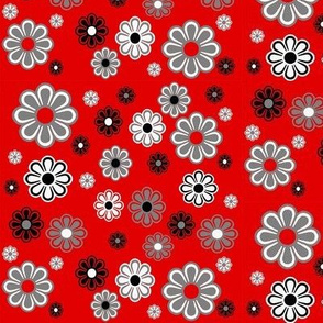 Retro Flowers bright red  .25 to 1.5 inch flowers