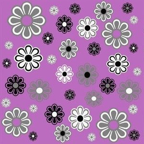 Purple retro flower .25 to 1.5 inch flowers