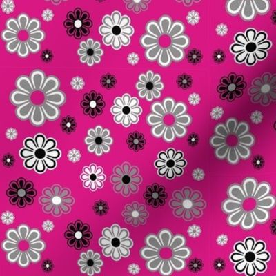 Pink retro flower small print .25 to 1.5 inch 