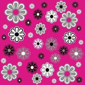 Pink retro flower small print .25 to 1.5 inch 