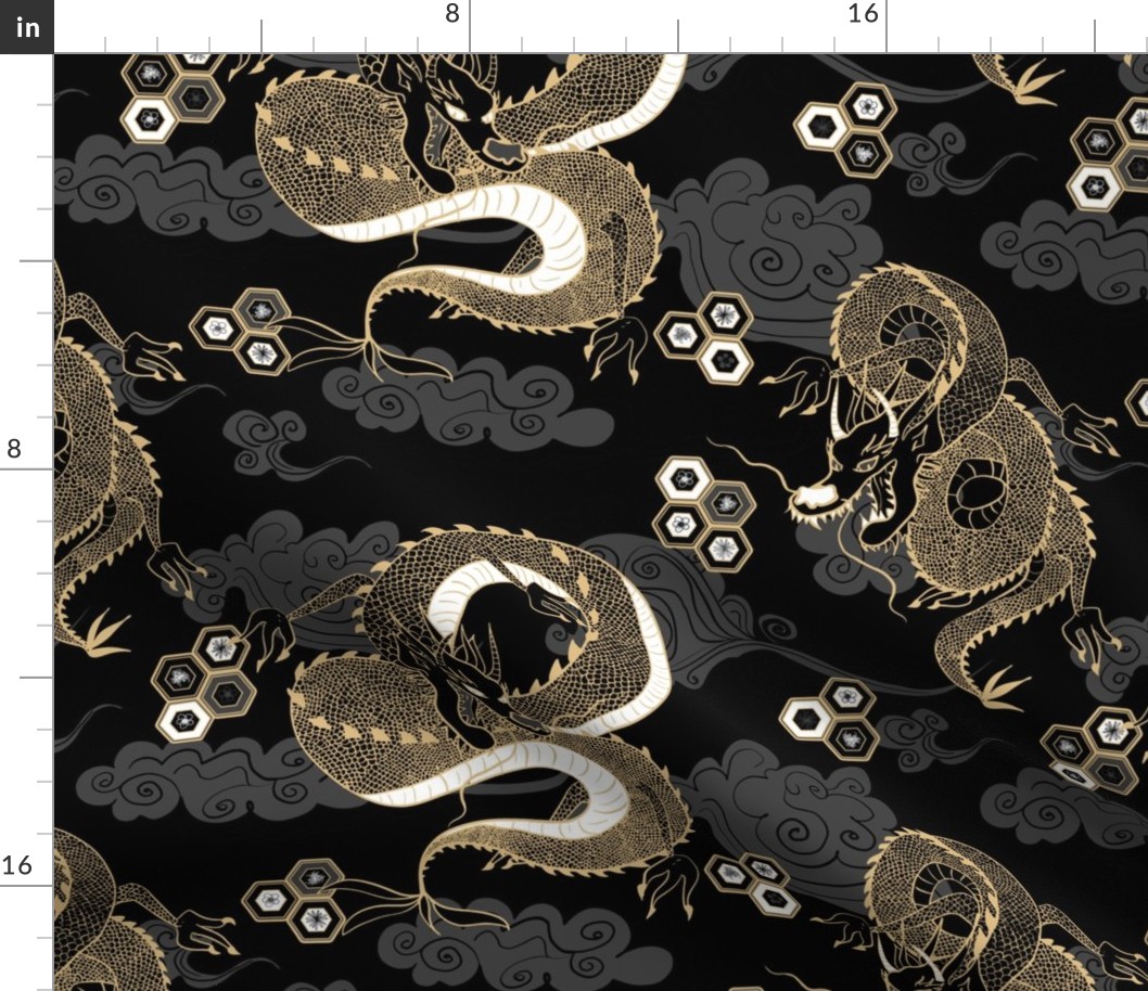 Serpent Dragon Black and Gold