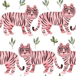 8" Pink Tigers - white